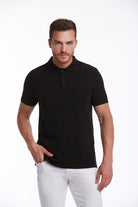 Regular Fit Solid Black Cotton Polo T-Shirt - MIB