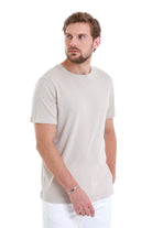 Regular Fit Stone Cotton Blend Crew Neck T-Shirt - MIB