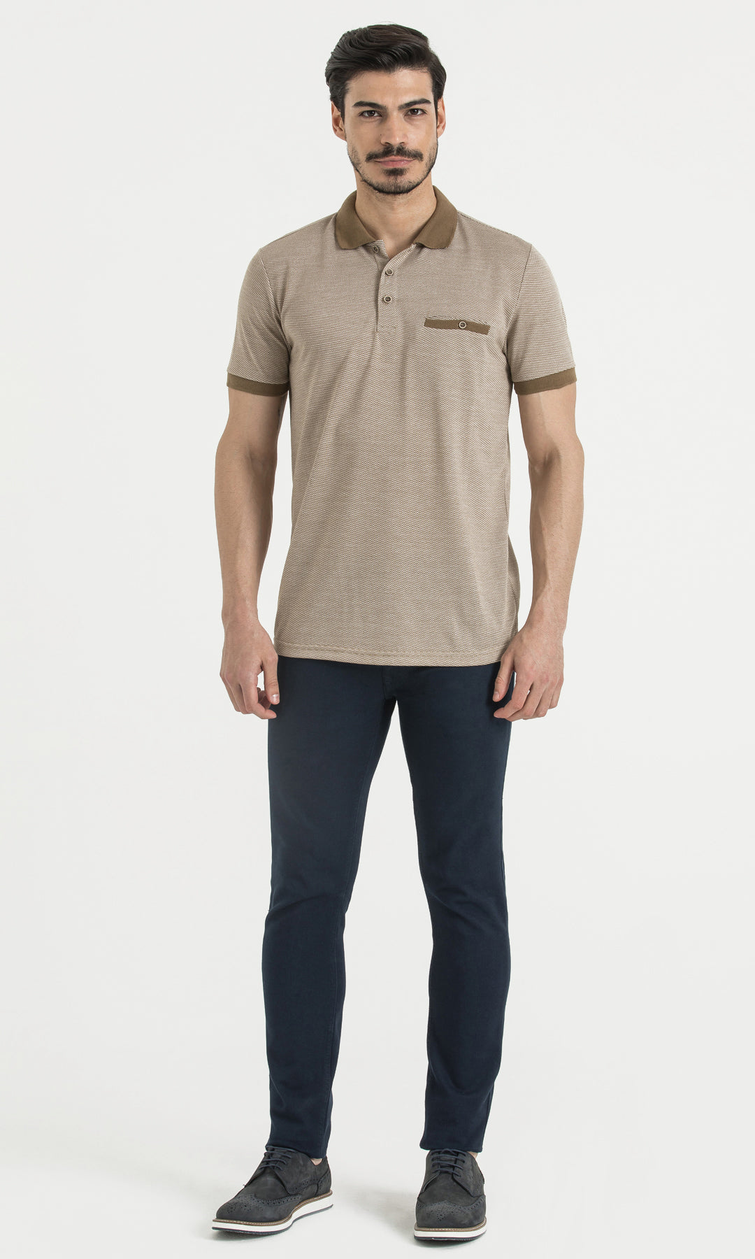 Regular Fit Tan - Ecru Polo T-Shirt - MIB