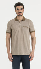 Regular Fit Tan - Ecru Polo T-Shirt - MIB