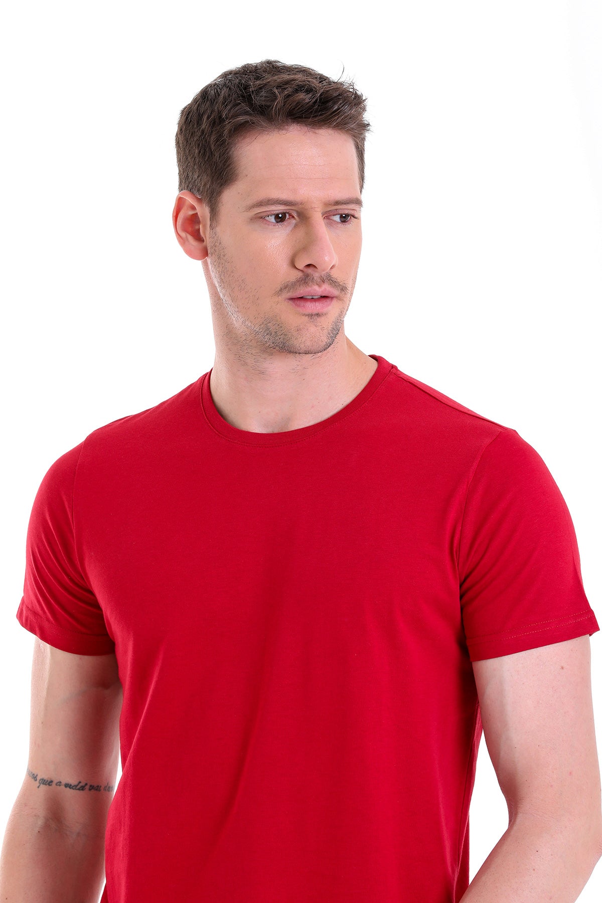 Regular Fit Vibrant Burgundy Basic Cotton Crew Neck T-Shirt