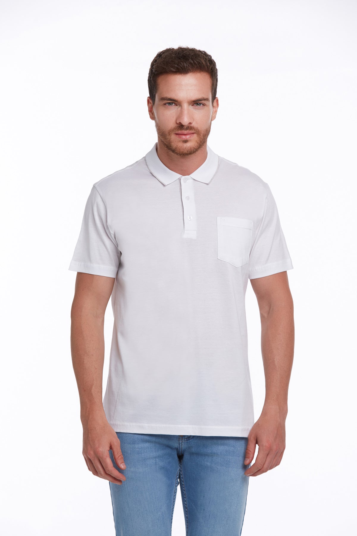 Regular Fit White Basic Cotton Polo T-Shirt - MIB