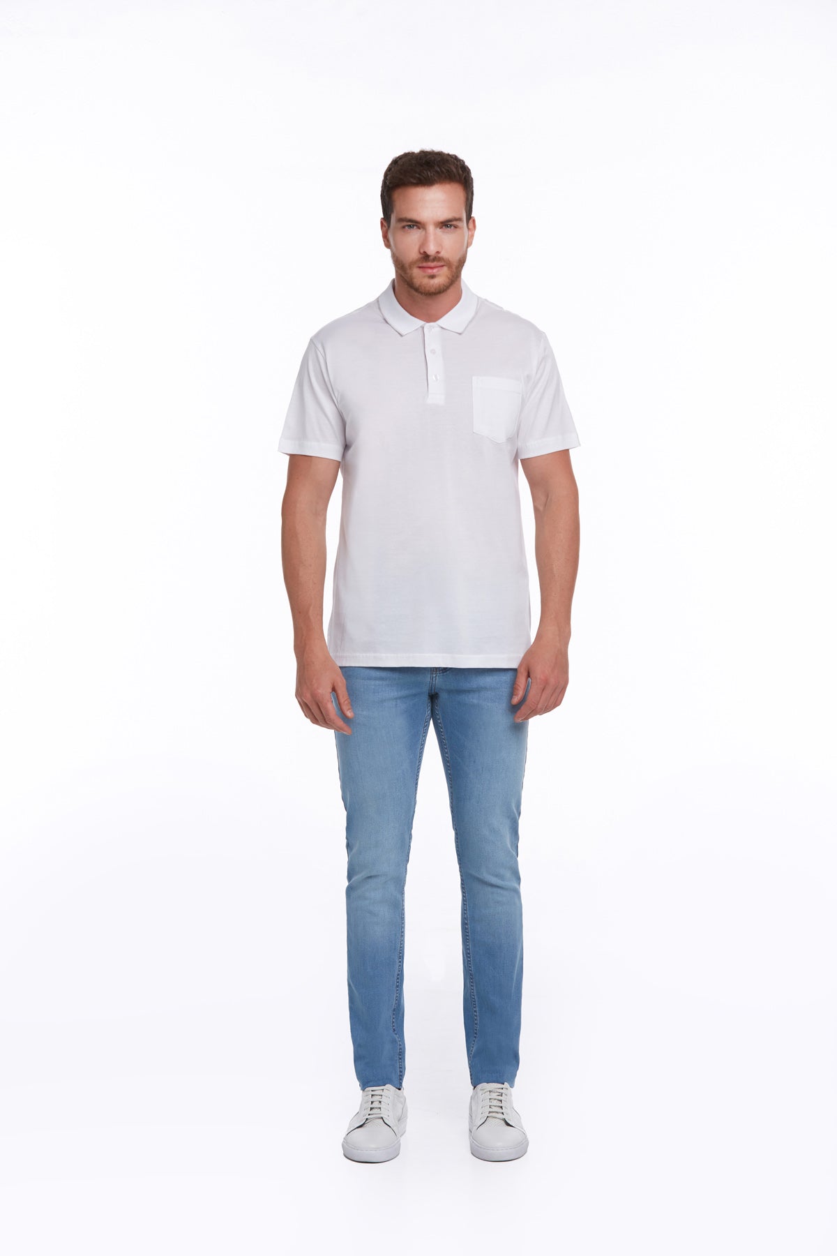 Regular Fit White Basic Cotton Polo T-Shirt - MIB