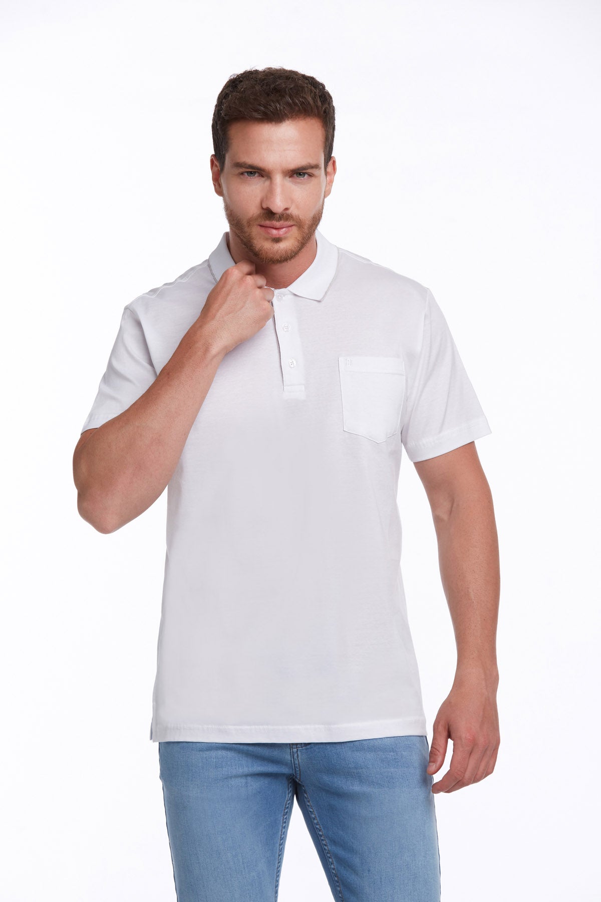 Regular Fit White Basic Cotton Polo T-Shirt - MIB