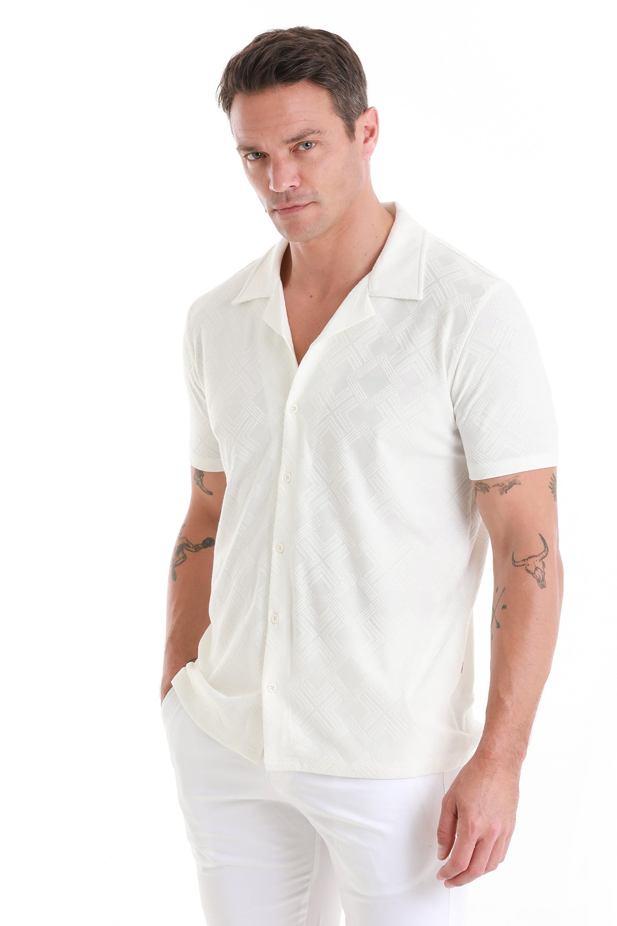 Regular Fit White Cotton Blend Polo T-Shirt - MIB