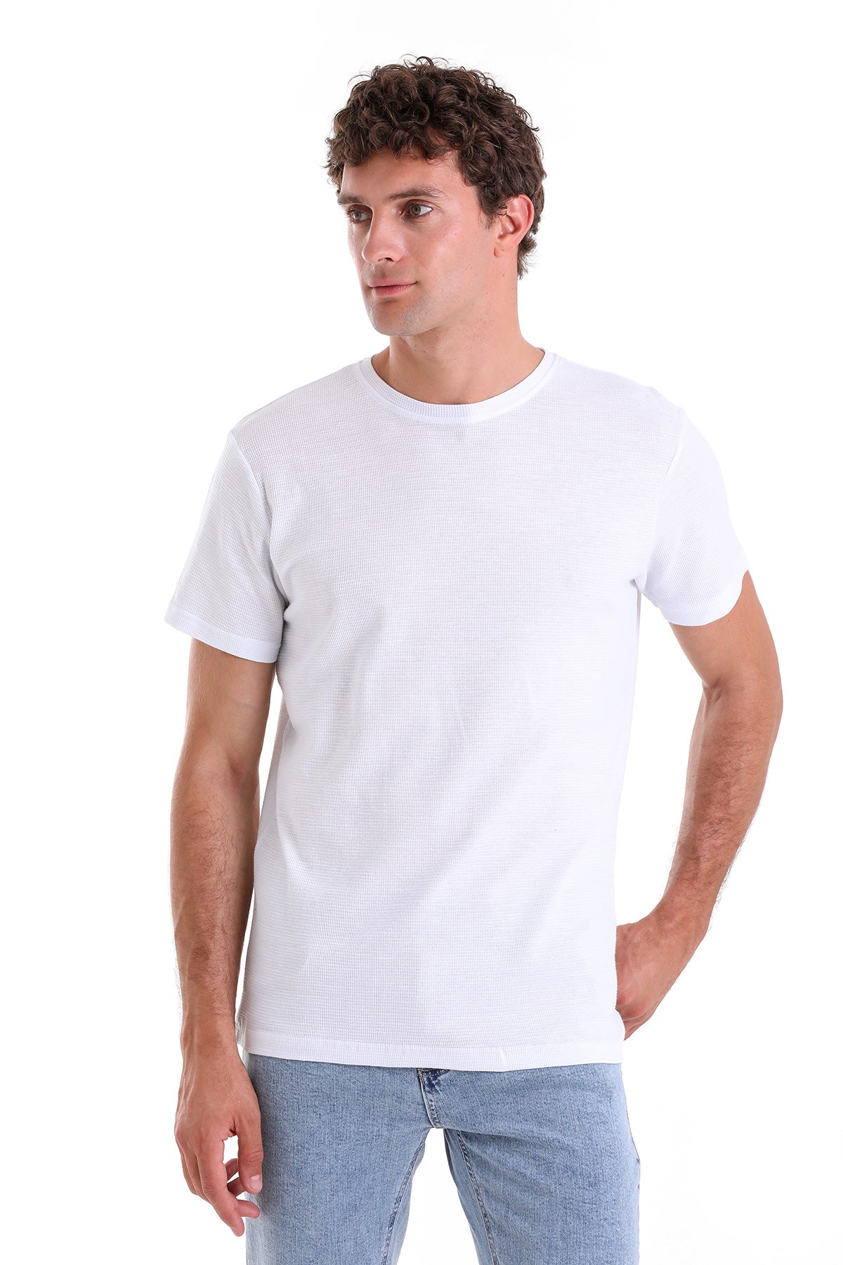 Regular Fit White Cotton Crew Neck T-Shirt - MIB