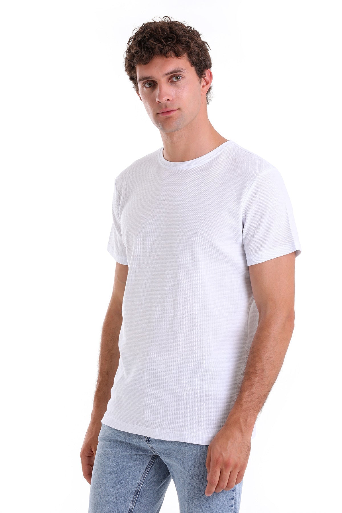 Regular Fit White Cotton Crew Neck T-Shirt - MIB