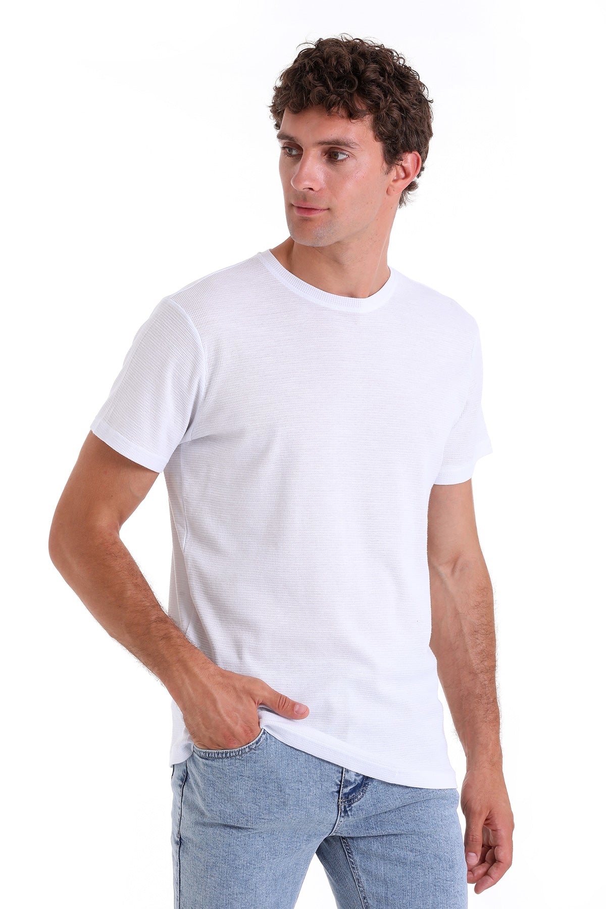 Regular Fit White Cotton Crew Neck T-Shirt - MIB