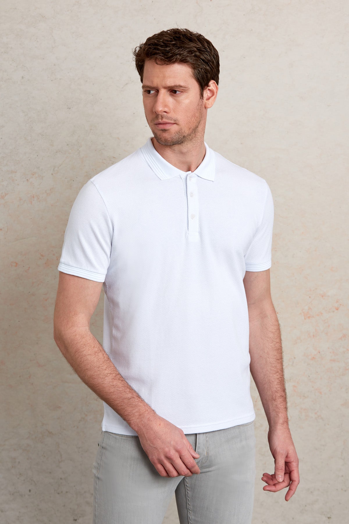 Regular Fit White Cotton Polo T-Shirt - MIB