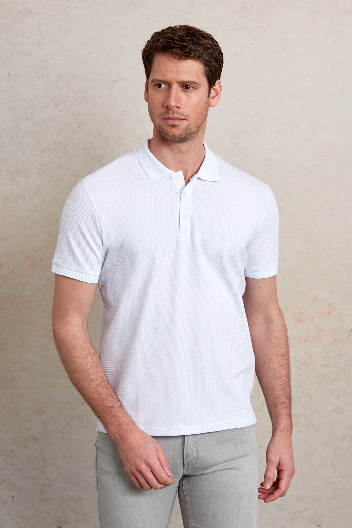 Regular Fit White Cotton Polo T-Shirt - MIB