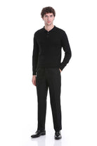 Regular Fit Wool Blend Black Polo Sweater - MIB