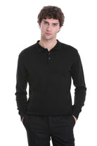 Regular Fit Wool Blend Black Polo Sweater - MIB