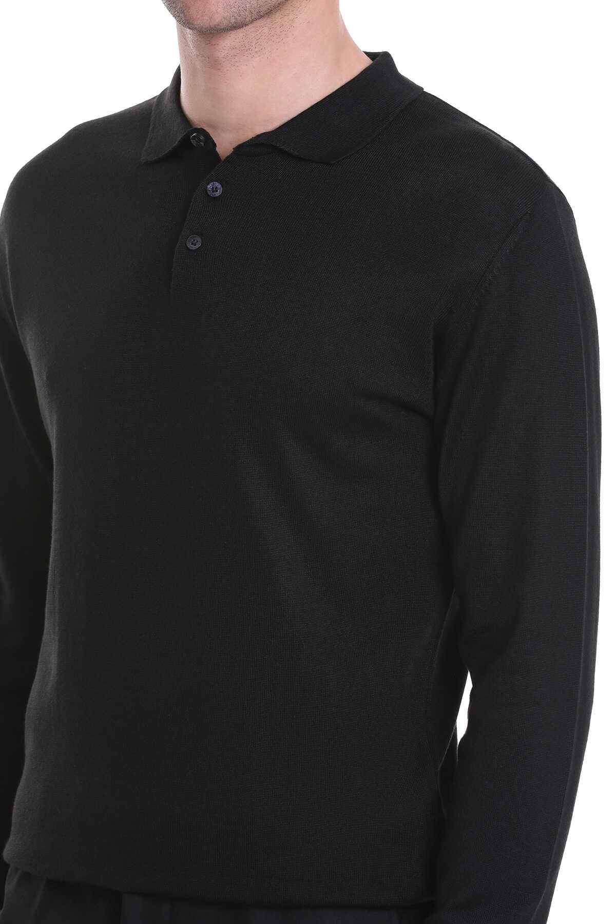 Regular Fit Wool Blend Black Polo Sweater - MIB