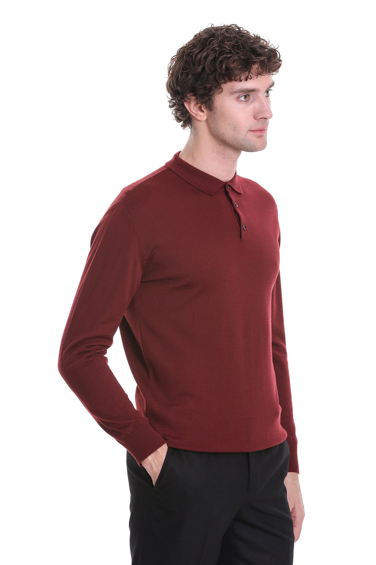 Regular Fit Wool Blend Brick Polo Sweater - MIB