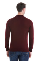 Regular Fit Wool Blend Burgundy Polo Sweater - MIB