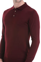 Regular Fit Wool Blend Burgundy Polo Sweater - MIB