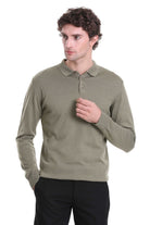 Regular Fit Wool Blend Green Polo Sweater - MIB