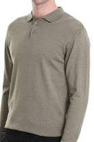 Regular Fit Wool Blend Green Polo Sweater - MIB