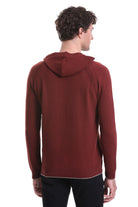 Regular Fit Wool Blend Hooded Brick Crewneck Sweater - MIB