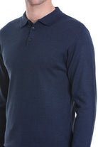 Regular Fit Wool Blend Indigo Polo Sweater - MIB