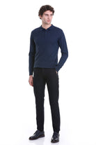 Regular Fit Wool Blend Indigo Polo Sweater - MIB