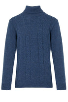 Regular Fit Wool Blend Indigo Turtleneck Sweater - SAYKI