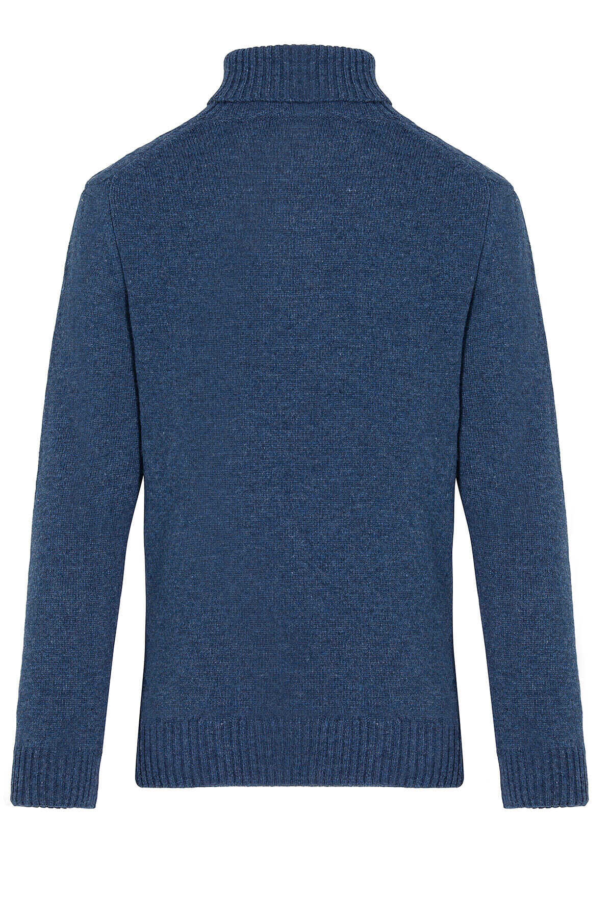 Regular Fit Wool Blend Indigo Turtleneck Sweater - SAYKI