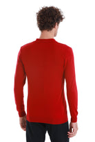 Regular Fit Wool Blend Jacquard Red Polo Sweater - MIB