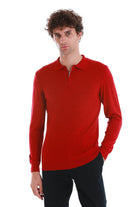 Regular Fit Wool Blend Jacquard Red Polo Sweater - MIB