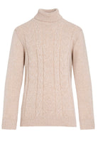 Regular Fit Wool Blend Light Beige Turtleneck Sweater