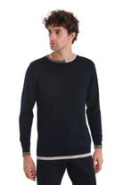 Regular Fit Wool Blend Navy Crewneck Sweater - MIB