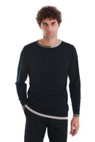 Regular Fit Wool Blend Navy Crewneck Sweater - MIB