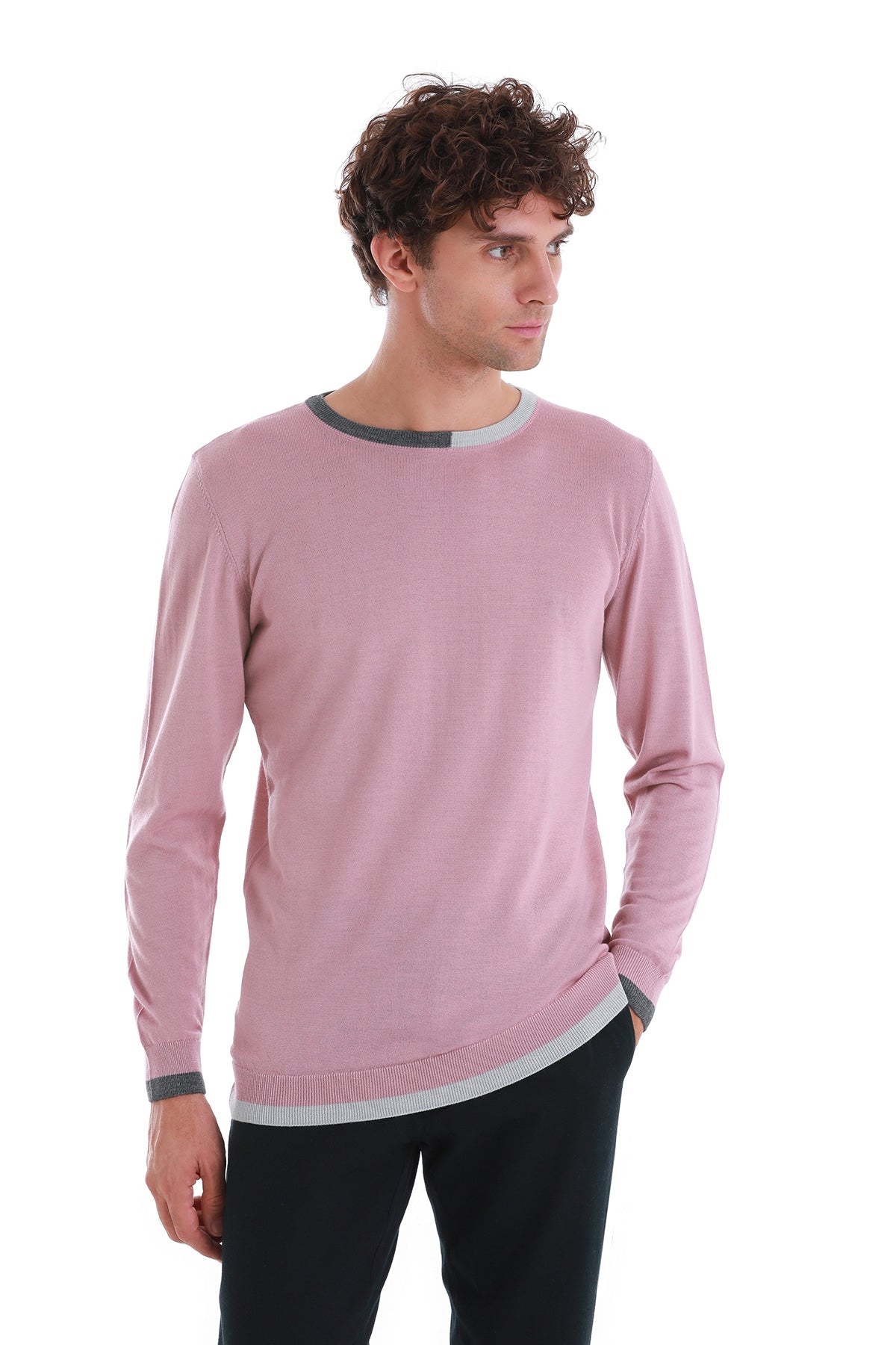 Regular Fit Wool Blend Pink Crewneck Sweater - MIB