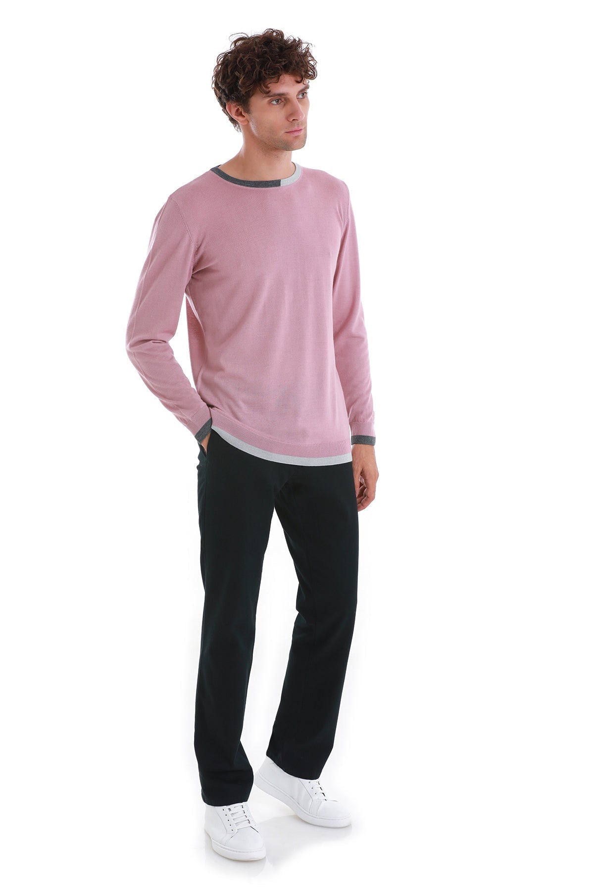 Regular Fit Wool Blend Pink Crewneck Sweater - MIB