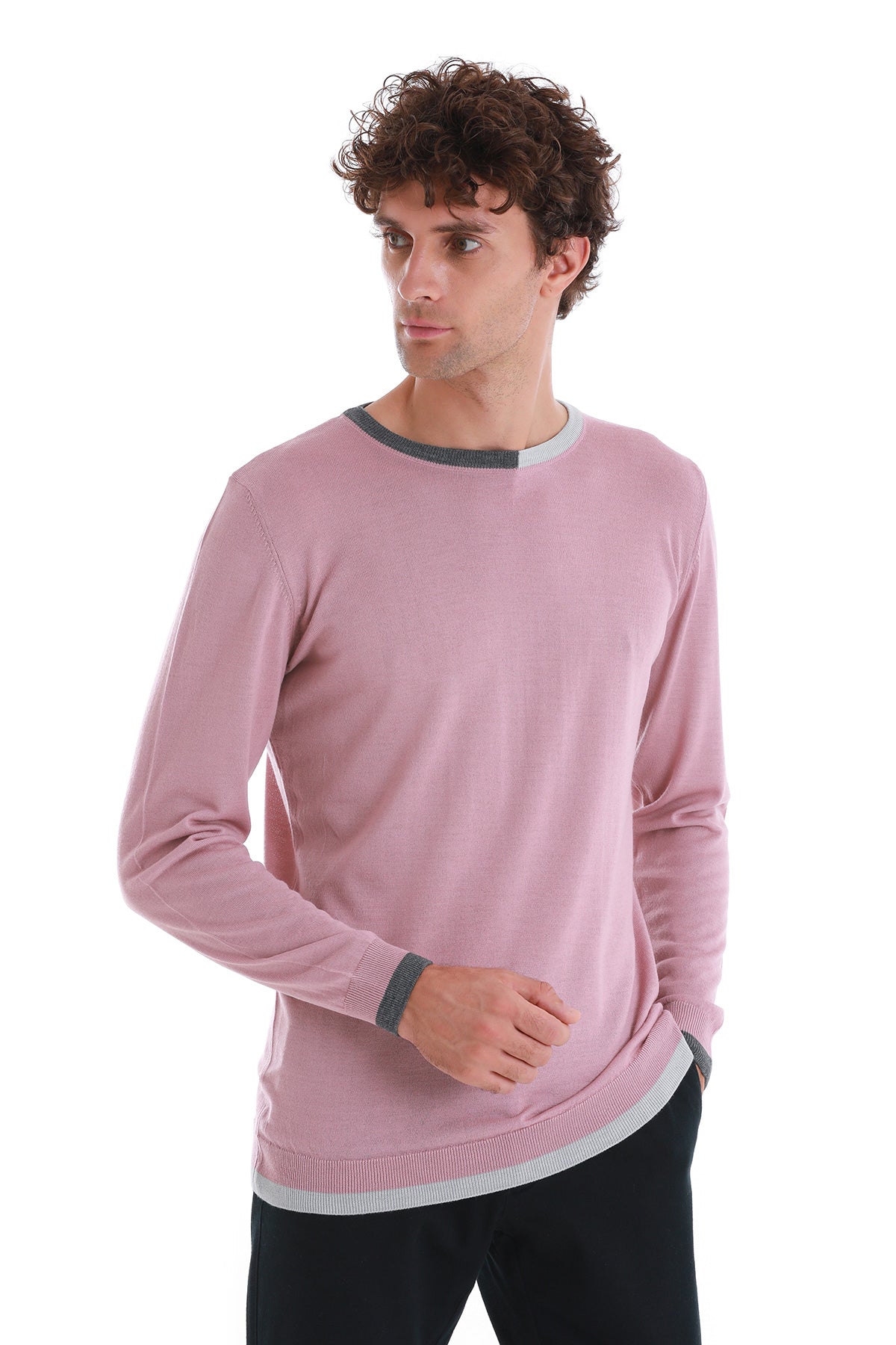 Regular Fit Wool Blend Pink Crewneck Sweater - MIB