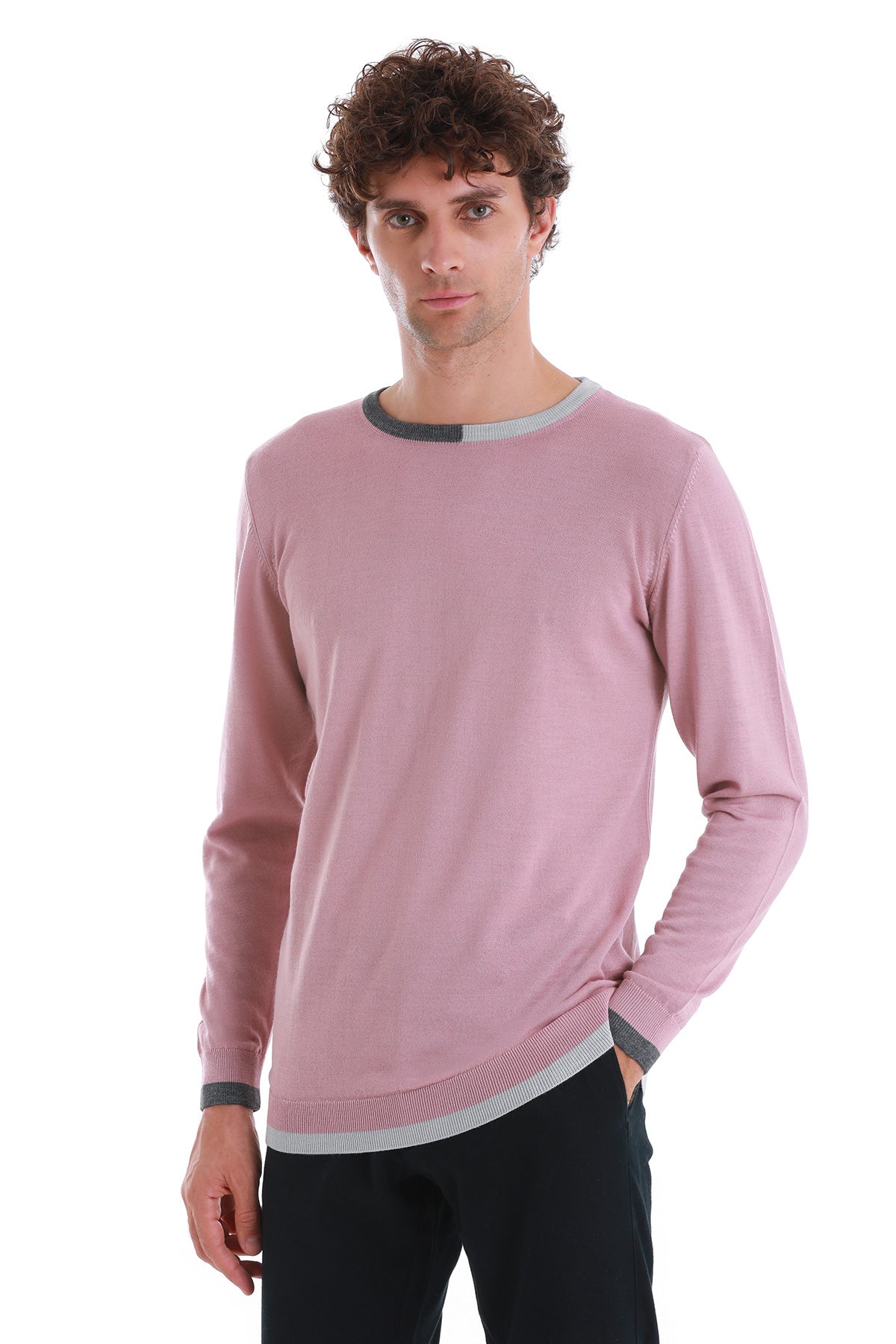 Regular Fit Wool Blend Pink Crewneck Sweater - MIB