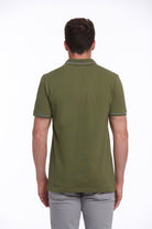 Regular Fit Zip Collar Khaki Cotton Polo T-Shirt - MIB