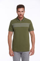 Regular Fit Zip Collar Khaki Cotton Polo T-Shirt - MIB