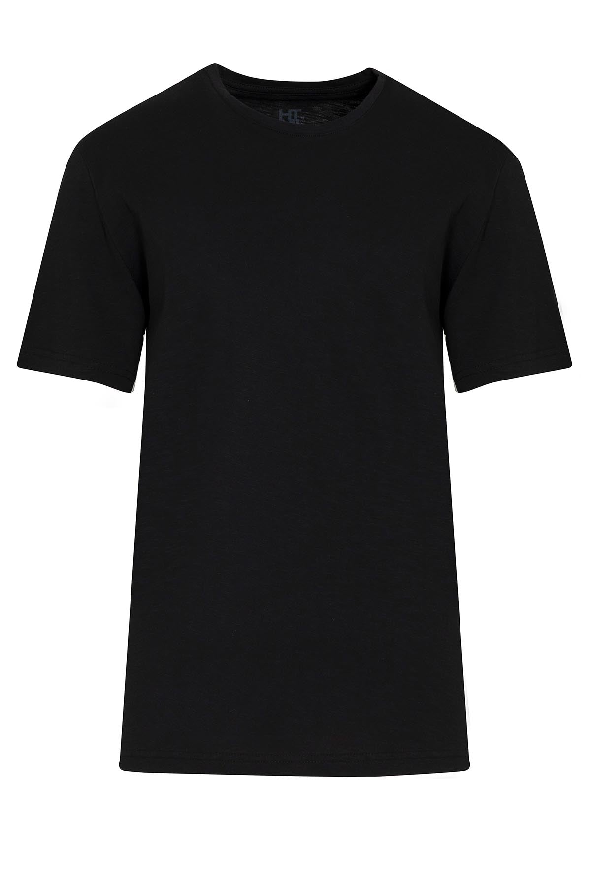 Slim Fit 100% Cotton Black Crew Neck T-Shirt - MIB