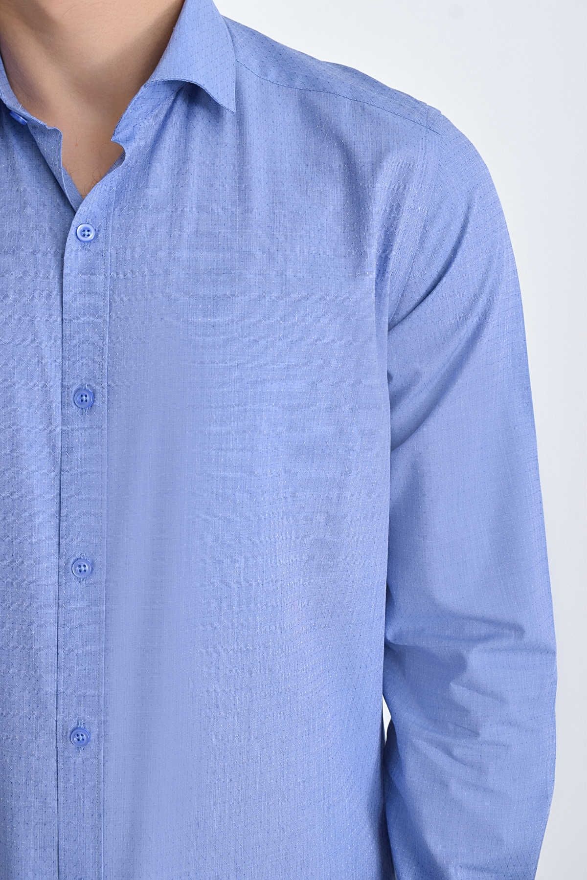 Slim Fit 100% Cotton Blue Dress Shirt - MIB