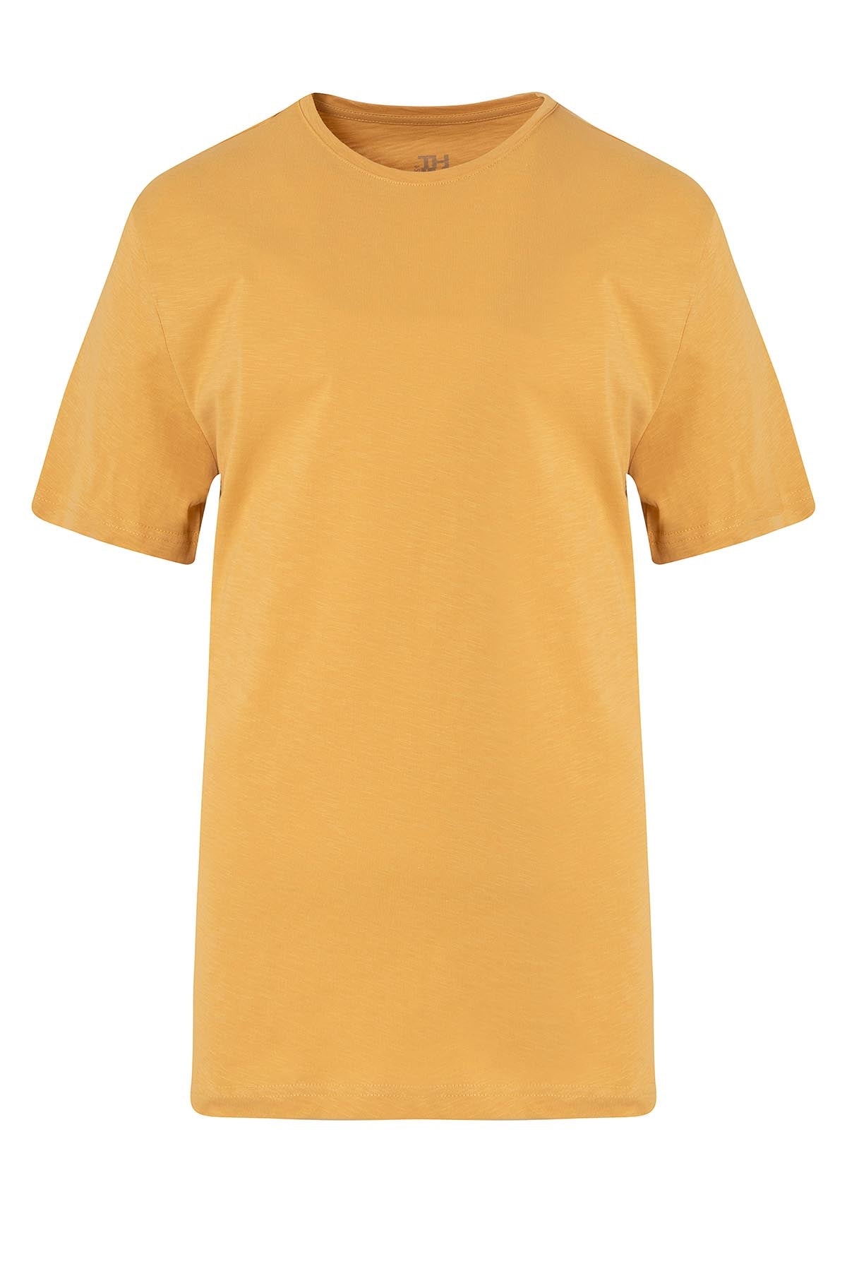 Slim Fit 100% Cotton Mustard Crew Neck T-Shirt - MIB