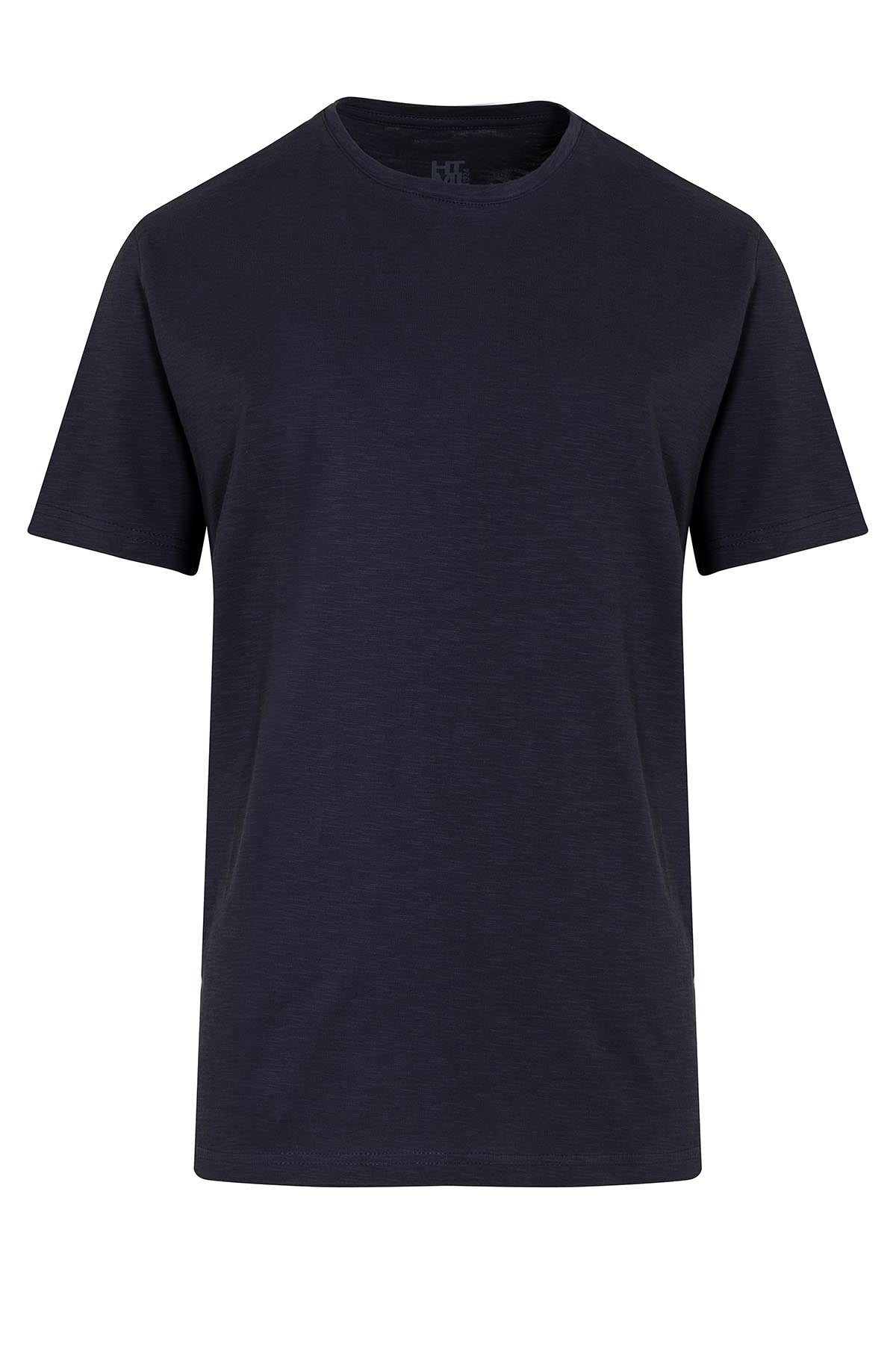 Slim Fit 100% Cotton Navy Crew Neck T-Shirt - MIB