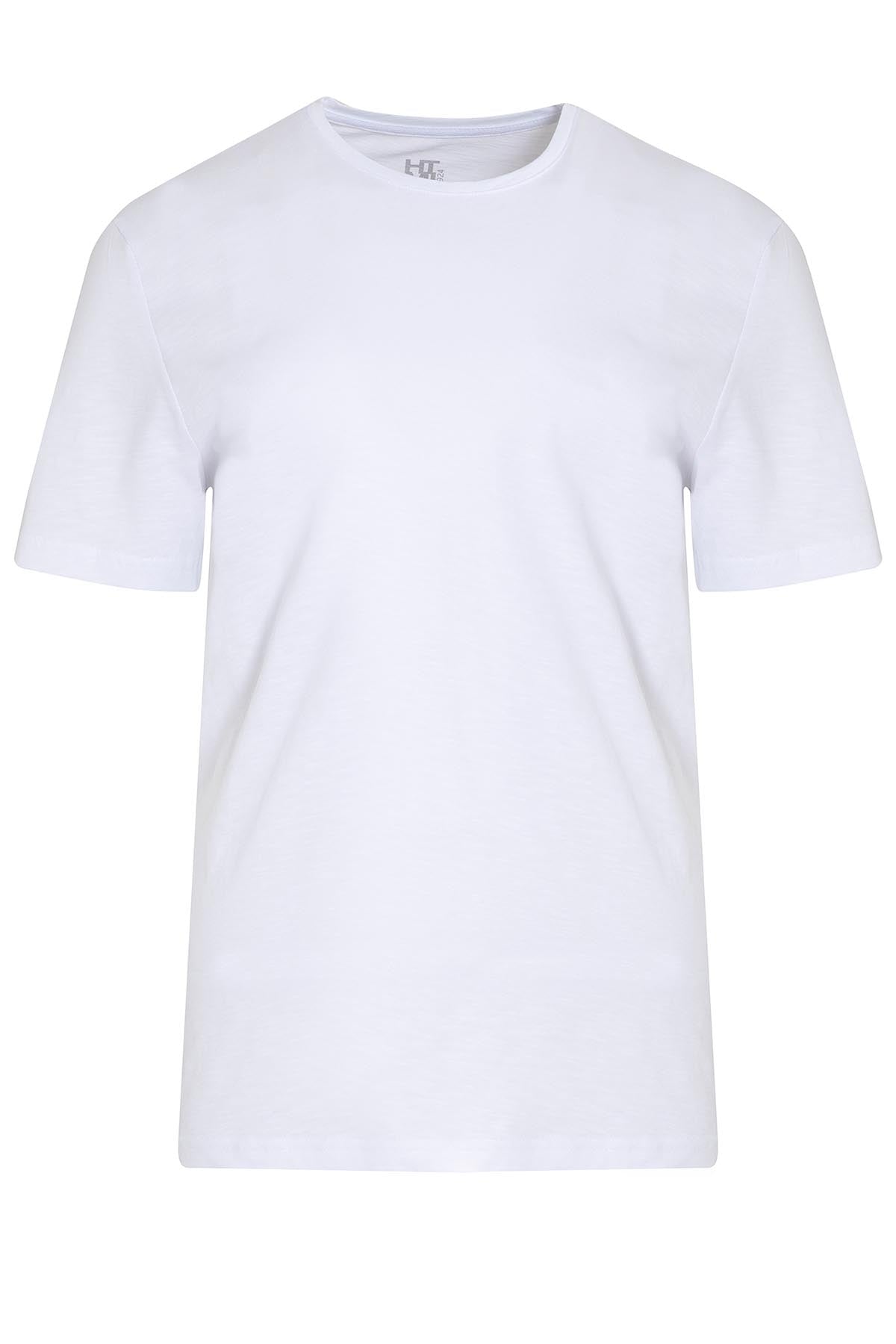 Slim Fit 100% Cotton White Crew Neck T-Shirt - MIB