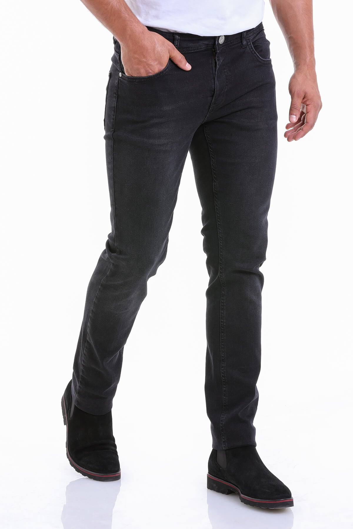 Slim Fit 5 Pocket Black Cotton Denim Jeans - MIB