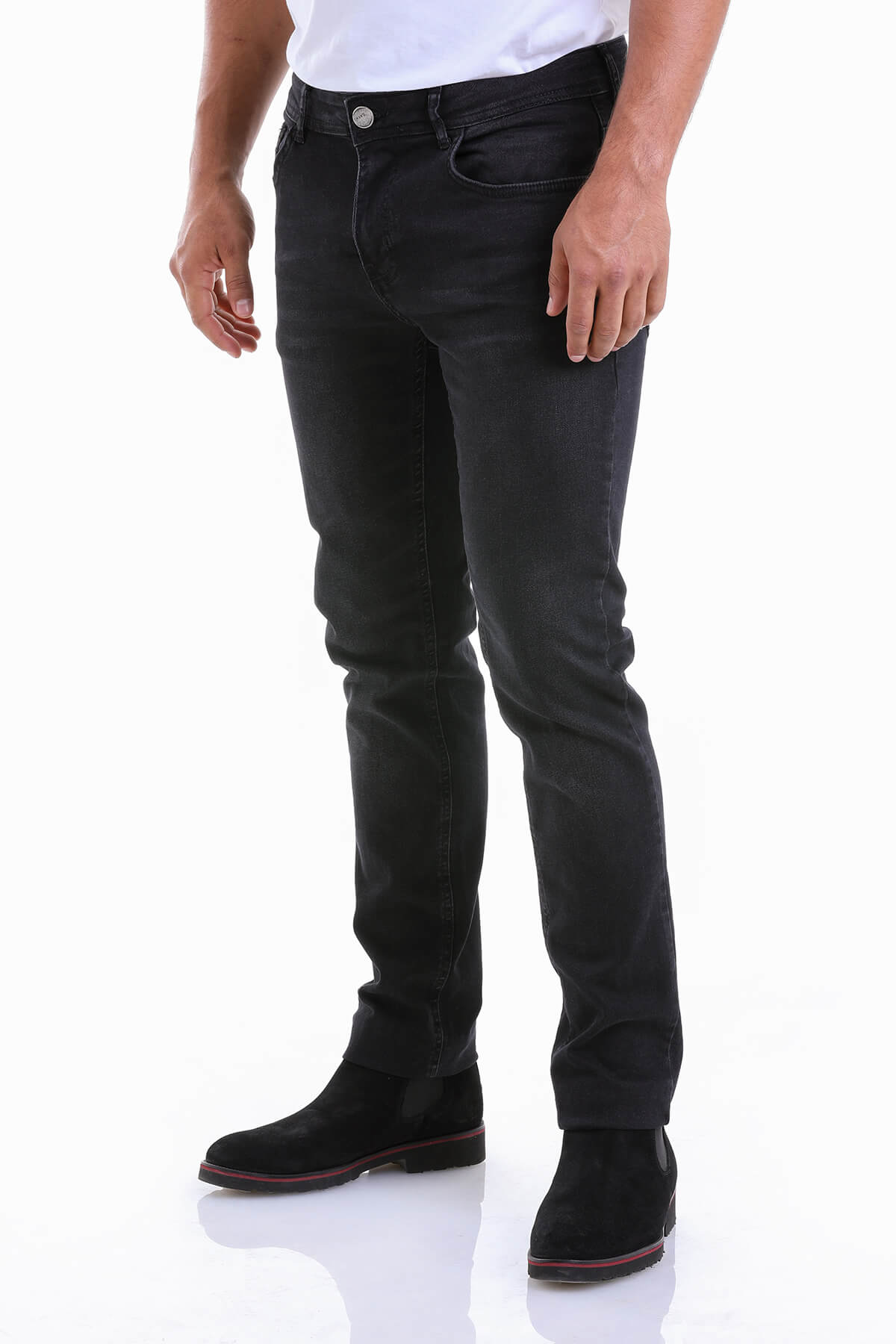 Slim Fit 5 Pocket Black Cotton Denim Jeans - MIB