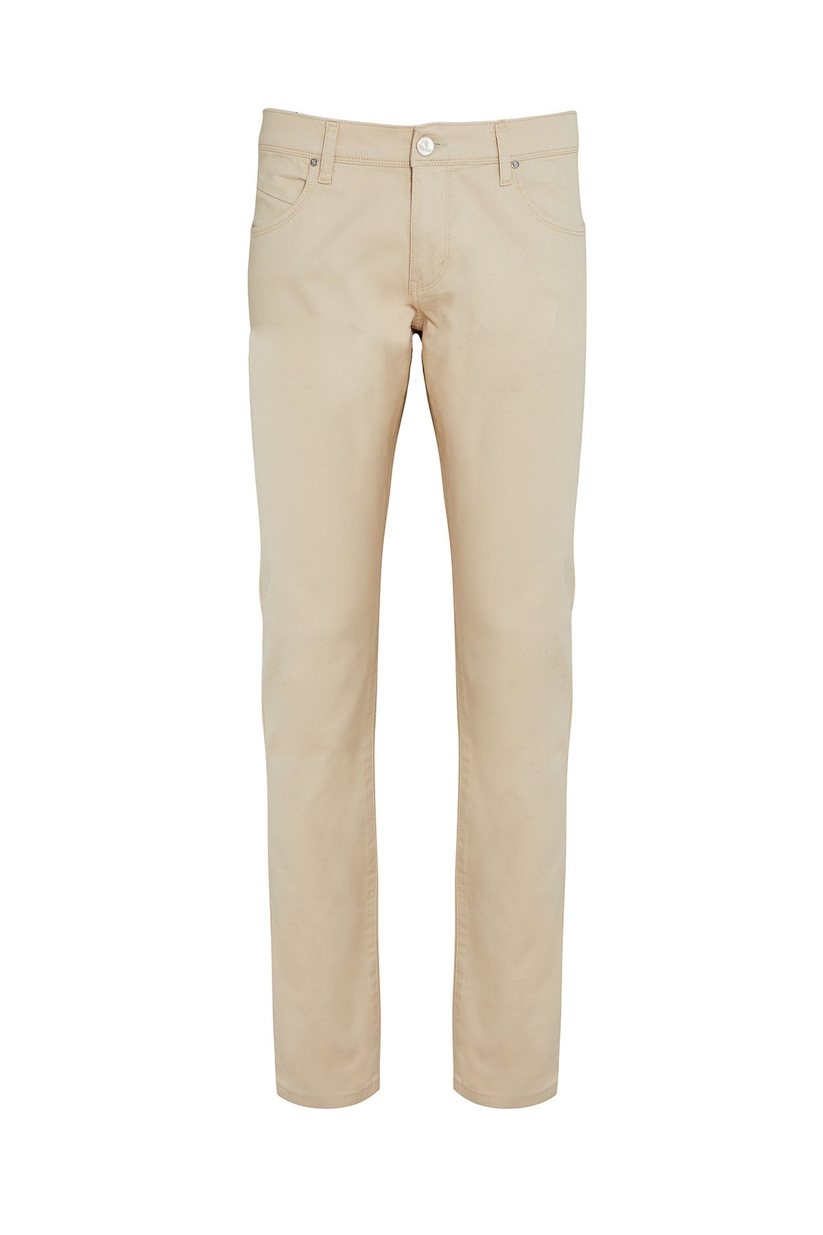 Slim Fit 5 Pocket Low Waist Beige Cotton Casual Pants - MIB