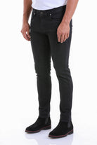 Slim Fit 5 Pocket Low Waist Black Cotton Denim Jeans - MIB