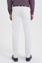 Slim Fit 5 Pocket Low Waist Chalk White Cotton Casual Pants