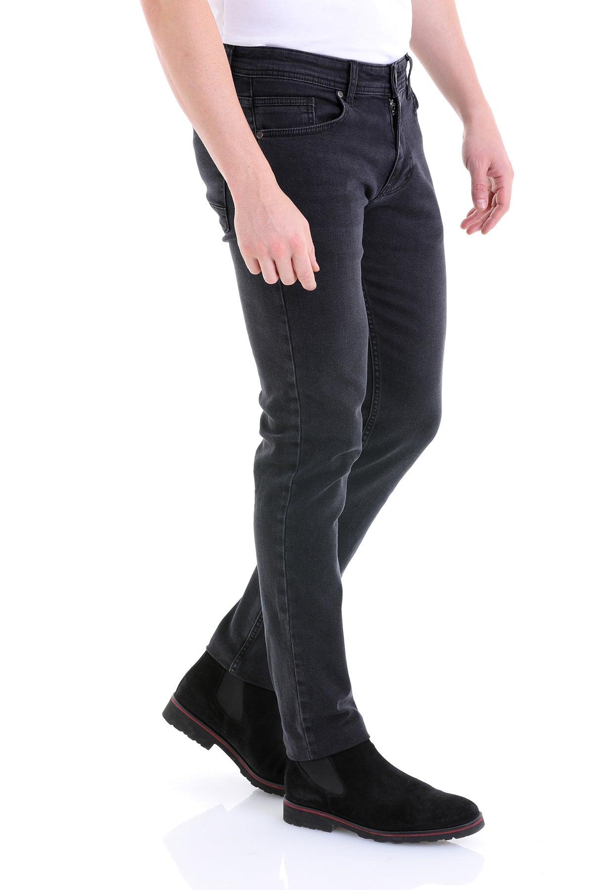 Slim Fit 5 Pocket Low Waist Charcoal Cotton Denim - MIB