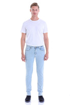 Slim Fit 5 Pocket Low Waist Ice Blue Cotton Denim - MIB